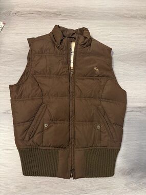 Y2K Abercrombie & Fitch Brown Puffer Vest-XL